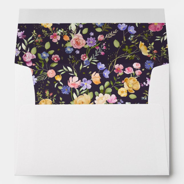Colourful Spring Wildflower Meadow Garden Wedding  Envelope (Back (Bottom))