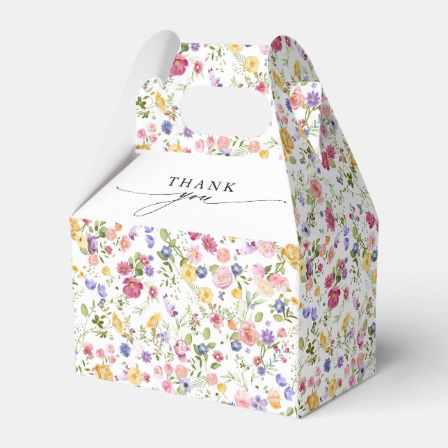 Colourful Spring Wildflower Meadow Garden Wedding  Favor Box (Front Side)