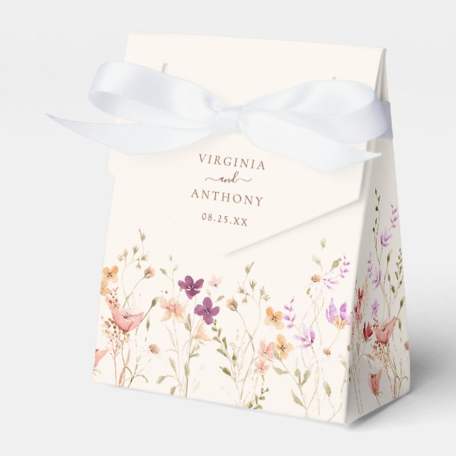 Colourful Spring Wildflower Meadow Garden Wedding  Favor Box (Front Side)