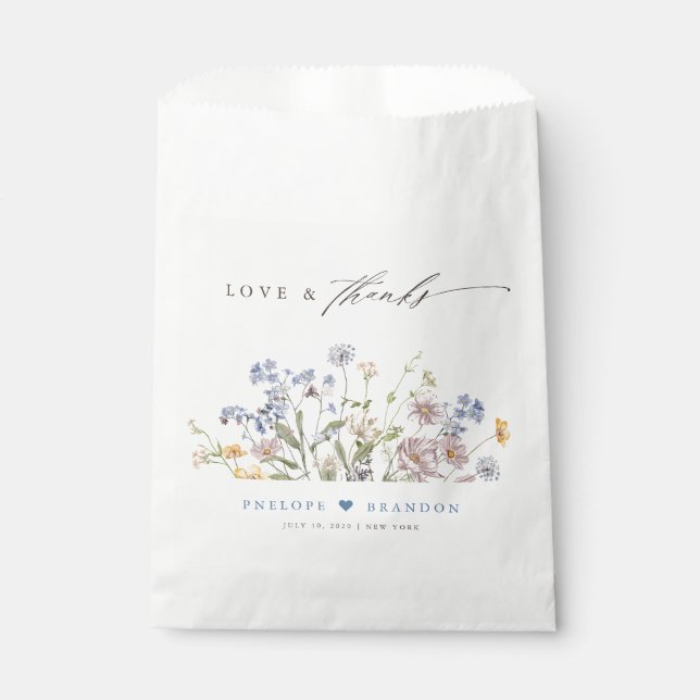 Colourful Spring Wildflower Meadow Garden Wedding  Favour Bag (Front)