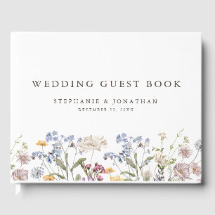 Colourful Spring Wildflower Meadow Garden Wedding  Guest Book
