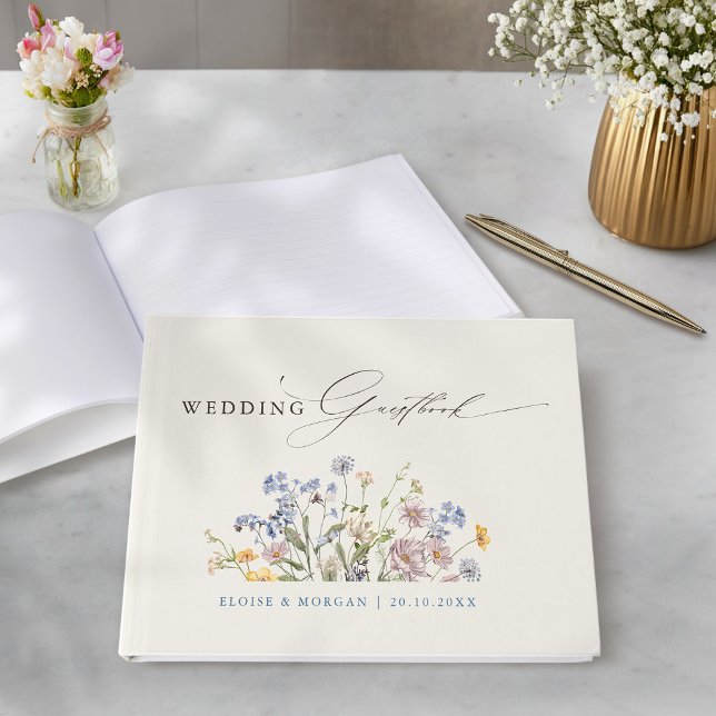 Colourful Spring Wildflower Meadow Garden Wedding  Guest Book (Colorful Spring Wildflower Meadow Garden Wedding Guest Book)