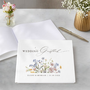 Colourful Spring Wildflower Meadow Garden Wedding  Guest Book