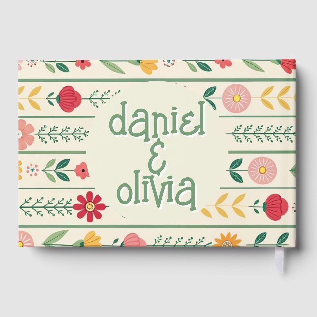 Colourful Spring Wildflower Meadow Garden Wedding Guest Book (Back)