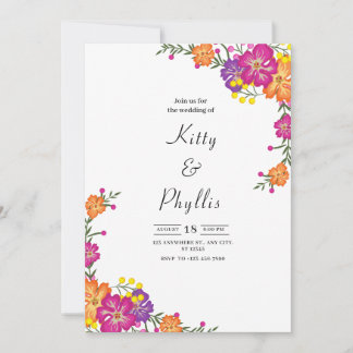 Colourful Spring Wildflower Meadow Garden Wedding Invitation