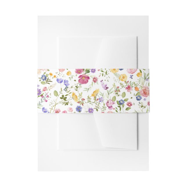 Colourful Spring Wildflower Meadow Garden Wedding  Invitation Belly Band (Front Example)