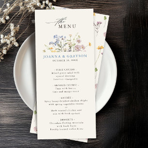 Colourful Spring Wildflower Meadow Garden Wedding  Menu