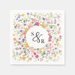 Colourful Spring Wildflower Meadow Garden Wedding  Napkin