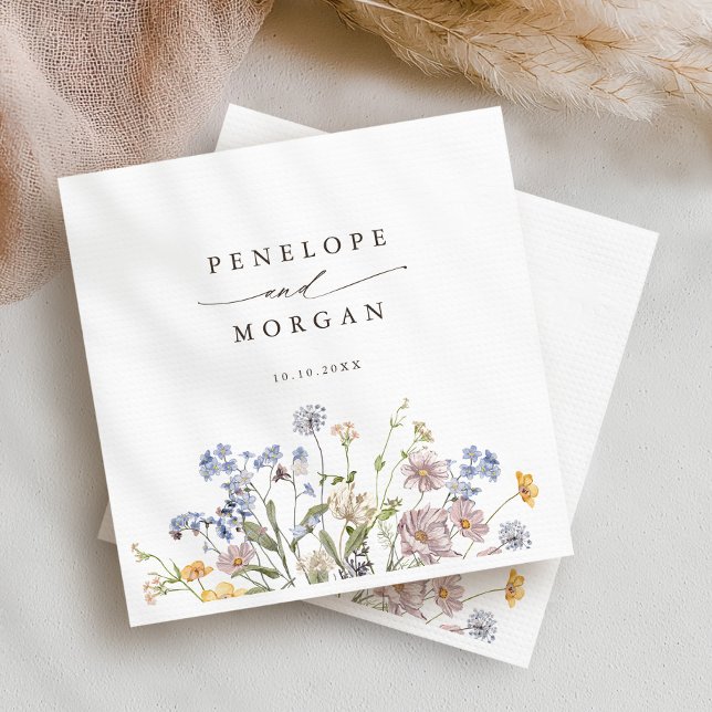 Colourful Spring Wildflower Meadow Garden Wedding  Napkin (Colorful Spring Wildflower Meadow Garden Wedding Napkins)