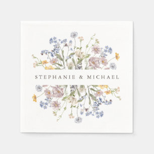Colourful Spring Wildflower Meadow Garden Wedding  Napkin