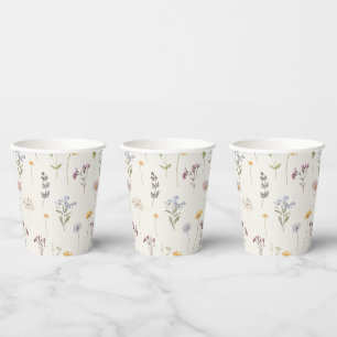 Colourful Spring Wildflower Meadow Garden Wedding Paper Cups