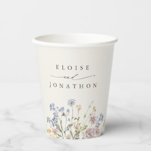 Colourful Spring Wildflower Meadow Garden Wedding  Paper Cups