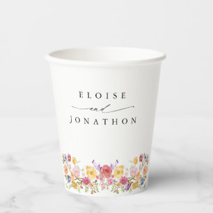 Colourful Spring Wildflower Meadow Garden Wedding  Paper Cups