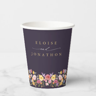 Colourful Spring Wildflower Meadow Garden Wedding Paper Cups