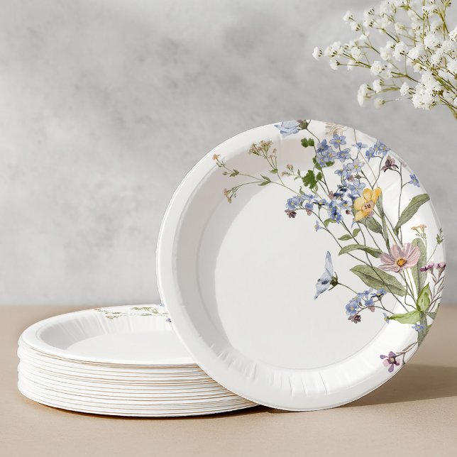 Colourful Spring Wildflower Meadow Garden Wedding Paper Plate (Colorful Spring Wildflower Meadow Garden Wedding Paper Plates)