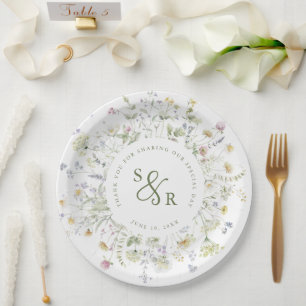 Colourful Spring Wildflower Meadow Garden Wedding Paper Plate