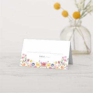 Colourful Spring Wildflower Meadow Garden Wedding Place Card