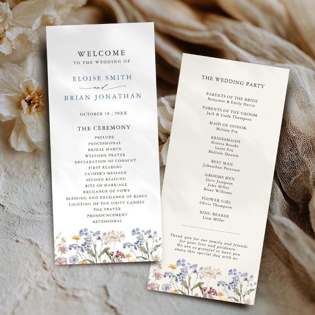 Colourful Spring Wildflower Meadow Garden Wedding  Program (Colorful Spring Wildflower Meadow Garden Wedding Program)