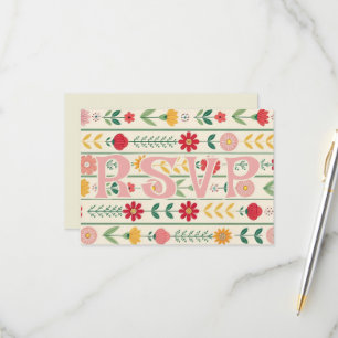 Colourful Spring Wildflower Meadow Garden Wedding RSVP Card