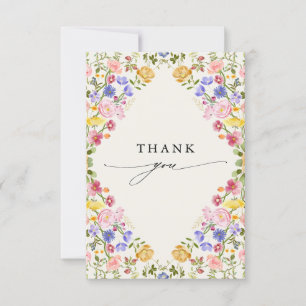 Colourful Spring Wildflower Meadow Garden Wedding Thank You Card
