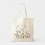 Colourful Spring Wildflower Meadow Garden Wedding  Tote Bag<br><div class="desc">Capture the beauty of nature on your special day with our exquisite wildflower watercolor bride tote bag. Elegant, unique, and blooming with love. Use the text fields to personalize your design with your own wording and details. If you want to change the font style, colour or text placement, simply click...</div>