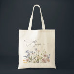 Colourful Spring Wildflower Meadow Garden Wedding  Tote Bag<br><div class="desc">Capture the beauty of nature on your special day with our exquisite wildflower watercolor bride tote bag. Elegant, unique, and blooming with love. Use the text fields to personalize your design with your own wording and details. If you want to change the font style, colour or text placement, simply click...</div>