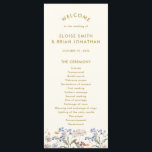 Colourful Spring Wildflower Meadow Gold Wedding  Program<br><div class="desc">Capture the beauty of nature on your special day with our exquisite wildflower watercolor wedding program. Elegant, unique, and blooming with love. Use the text fields to personalize your design with your own wording and details. If you want to change the font style, colour or text placement, simply click the...</div>
