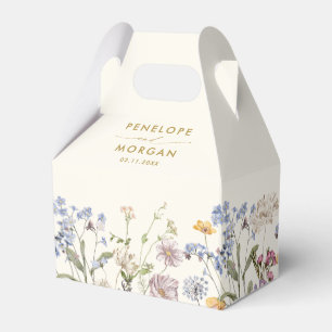 Colourful Spring Wildflower Meadow Golden Wedding Favor Box
