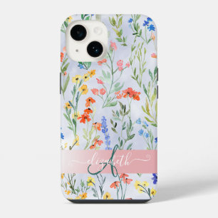 Colourful Spring Wildflower Meadow Monogram    iPhone 14 Case