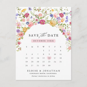 Colourful Spring Wildflower Meadow  Save the Date Postcard
