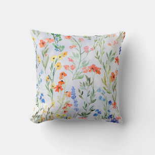 Colourful Spring Wildflower Meadow Throw Pillow