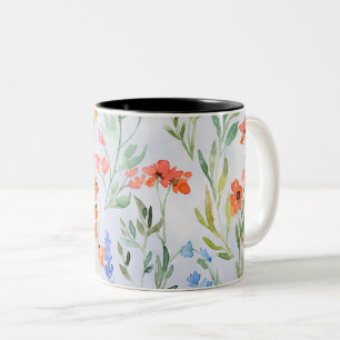 Colourful Spring Wildflower Meadow  Two-Tone Coffee Mug