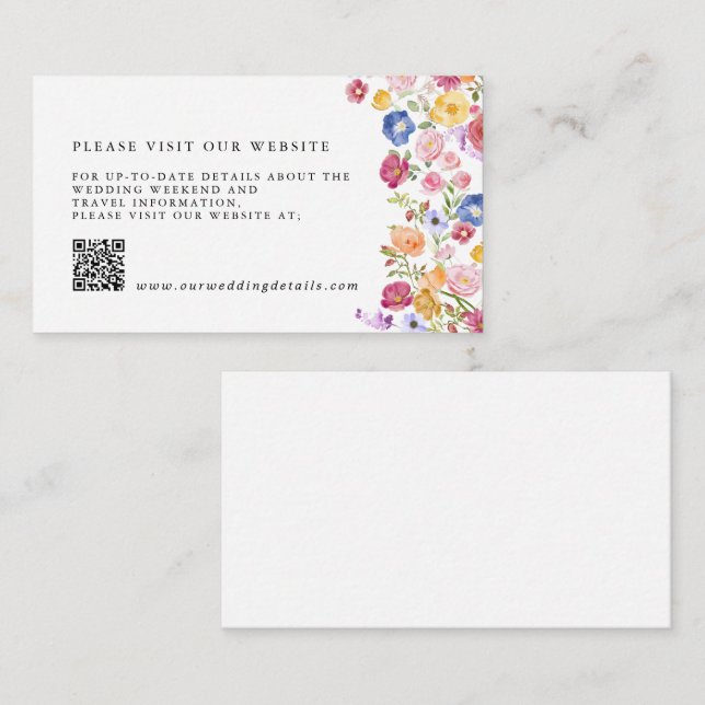 Colourful Spring Wildflower Meadow Website Details Enclosure Card (Front/Back)