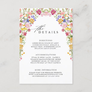 Colourful Spring Wildflower Meadow  Wedding Detail Enclosure Card