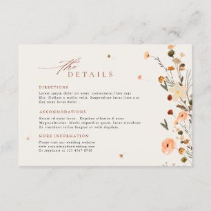 Colourful Spring Wildflower Meadow  Wedding Detail Enclosure Card