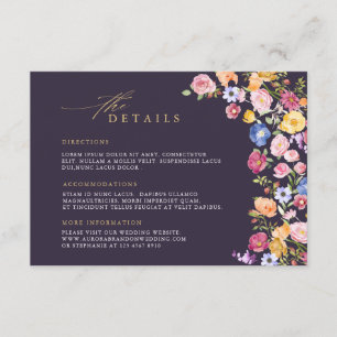 Colourful Spring Wildflower Meadow  Wedding Detail Enclosure Card