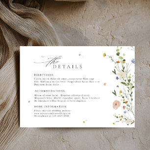 Colourful Spring Wildflower Meadow  Wedding Detail Enclosure Card