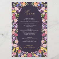 Colourful Spring Wildflower Meadow Wedding Menu