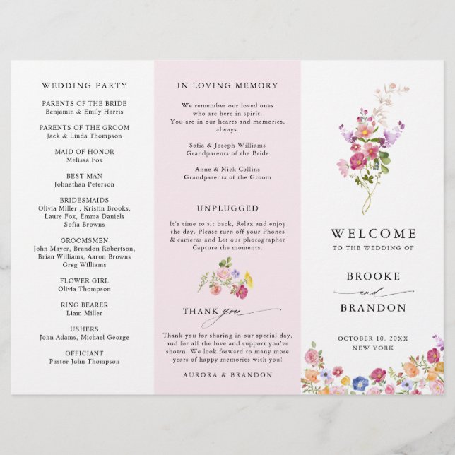 Colourful Spring Wildflower Meadow  Wedding Progra (Front)