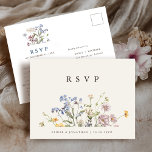 Colourful Spring Wildflower Meadow Wedding RSVP Postcard<br><div class="desc">Capture the beauty of nature on your special day with our exquisite wildflower watercolor wedding RSVP postcard. Elegant, unique, and blooming with love. Use the text fields to personalize your design with your own wording and details. If you want to change the font style, colour or text placement, simply click...</div>