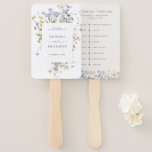 Colourful Spring Wildflower Meadow wedding Timelin Hand Fan<br><div class="desc">Capture the beauty of nature on your special day with our exquisite wildflower watercolor wedding timeline. Elegant, unique, and blooming with love. Use the text fields to personalize your design with your own wording and details. If you want to change the font style, colour or text placement, simply click the...</div>