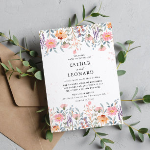 Colourful Spring Wildflower Wedding Invitation