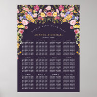 Colourful Spring Wildflower   Wedding Seating Char