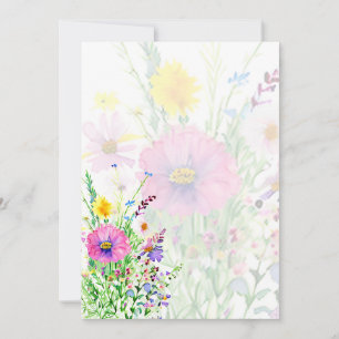 Colourful spring wildflowers blank Wedding Invitation