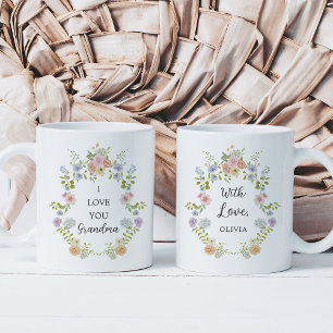 Colourful Spring Wildflowers Love You Grandma Coffee Mug