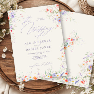 Colourful spring wildflowers wedding invitation