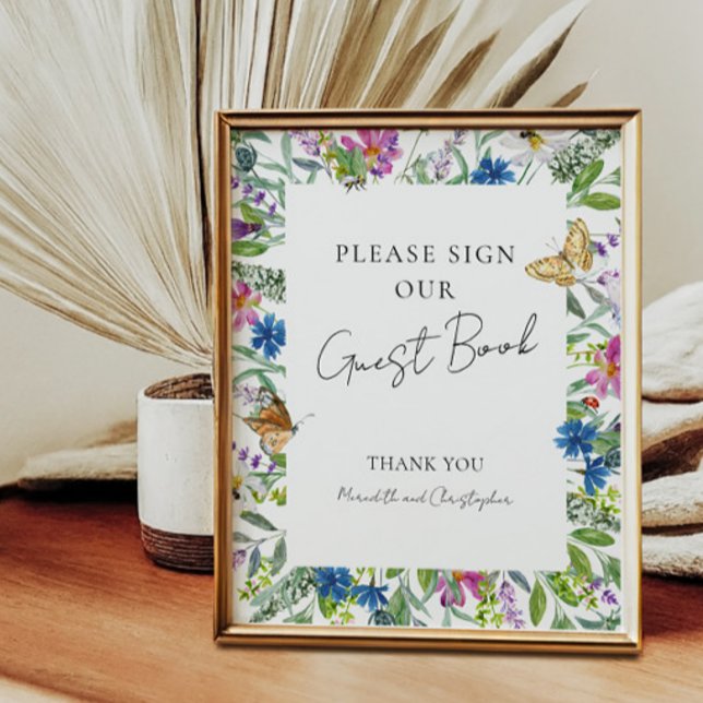 Colourful Spring Wildflowers Wedding Poster (Creator Uploaded)