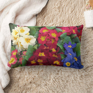 Colourful Springtime Medley of Primulas Lumbar Pillow