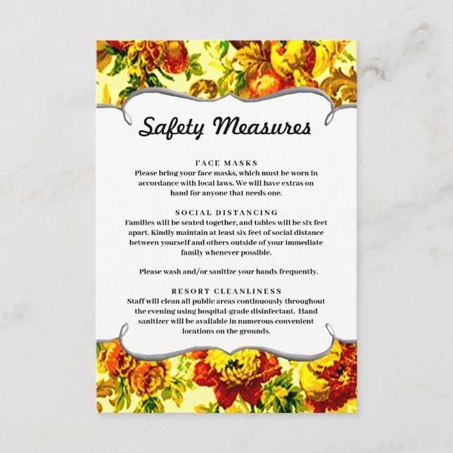 Colourful Springtime Wedding Safety Measures Enclosure Card (Front)
