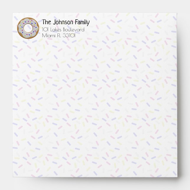 Colourful Sprinkles and Doughnuts (Fun!) Square Envelope (Front)